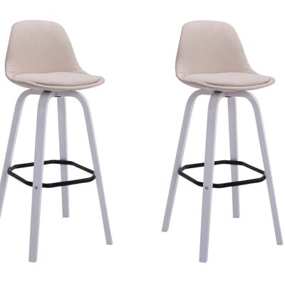 Set of 2 bar stools Avika fabric white cream 44x44x95 cream Material Wood