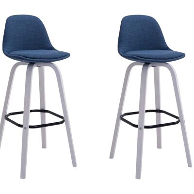 Lot de 2 tabourets de bar Avika tissu blanc bleu 44x44x95 bleu Matière Bois