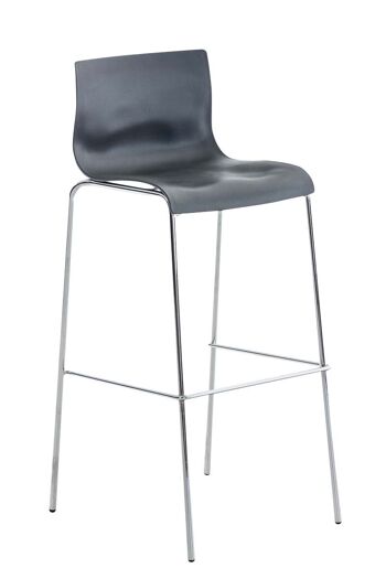 Lot de 2 tabourets de bar Hoover plastique piétement 4 pieds chrome Gris 48x43x100 Métal plastique gris 2