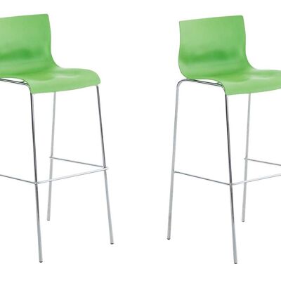 Lot de 2 tabourets de bar Hoover plastique 4 pieds chrome végétal 48x43x100 métal plastique végétal