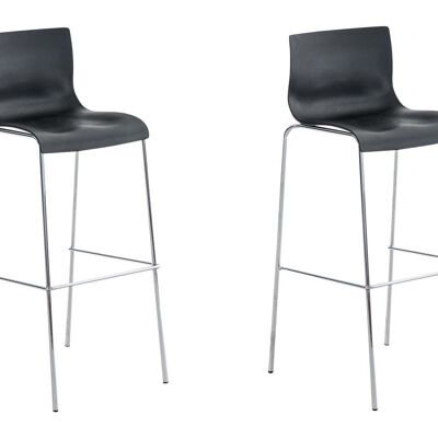 Lot de 2 tabourets de bar Hoover plastique structure 4 pieds chrome noir 48x43x100 métal plastique noir