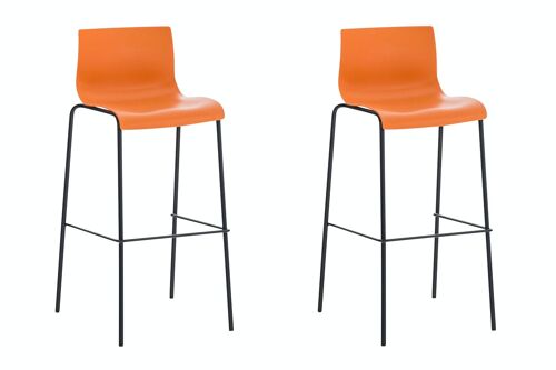 Set van 2 barkrukken Hoover kunststof 4-poots onderstel zwart oranje 48x43x100 oranje plastic metaal