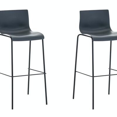 Lot de 2 tabourets de bar Hoover plastique 4 pieds noir Gris 48x43x100 Métal plastique gris