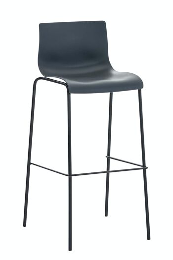 Lot de 2 tabourets de bar Hoover plastique 4 pieds noir Gris 48x43x100 Métal plastique gris 2