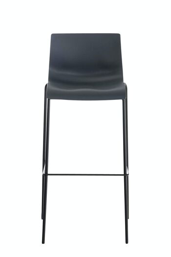 Lot de 2 tabourets de bar Hoover plastique 4 pieds noir Gris 48x43x100 Métal plastique gris 5