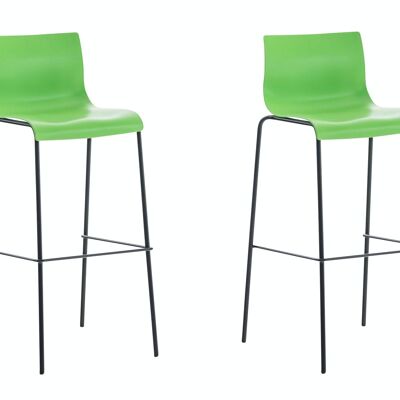 Lot de 2 tabourets de bar Hoover plastique 4 pieds piétement végétal noir 48x43x100 métal plastique végétal