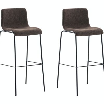 Set of 2 bar stools Hoover fabric 4-leg frame black brown 48x43x100 brown Material metal