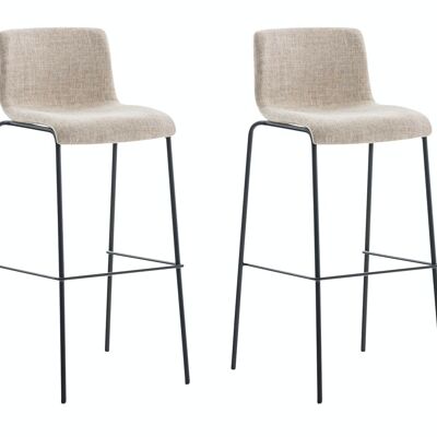 Lot de 2 tabourets de bar Hoover tissu 4 pieds noir crème 48x43x100 crème Matière métal