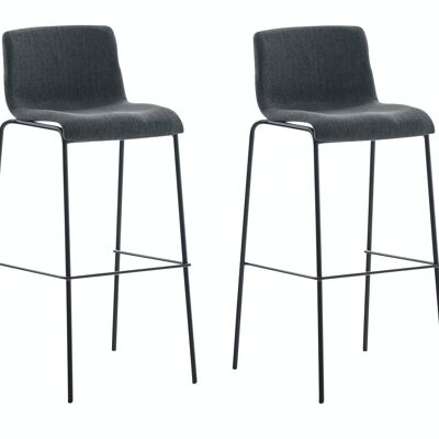 Lot de 2 tabourets de bar Hoover tissu piétement 4 pieds noir gris foncé 48x43x100 gris foncé Matière métal