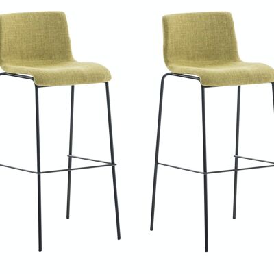 Lot de 2 tabourets de bar Hoover tissu 4 pieds piètement noir vert clair 48x43x100 vert clair Matière métal