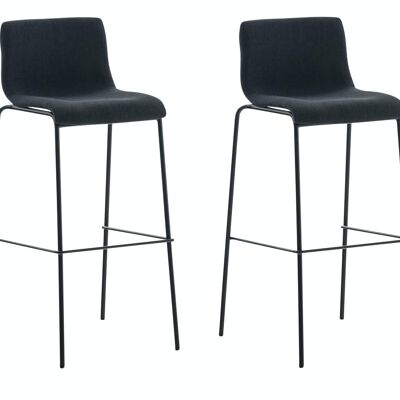 Juego de 2 taburetes de bar Hoover tela estructura 4 patas negro negro 48x43x100 negro Material metal