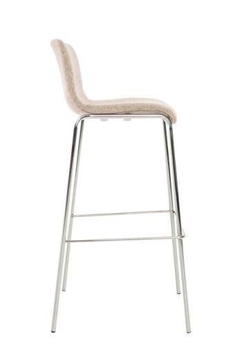 Lot de 2 tabourets de bar Hoover tissu 4 pieds structure chrome crème 48x43x100 crème Matière métal 4