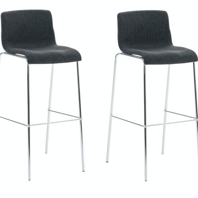 Lot de 2 tabourets de bar Hoover tissu 4 pieds structure chrome gris foncé 48x43x100 gris foncé Matière métal