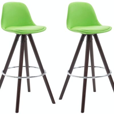 Set of 2 Franklin bar stools fully upholstered imitation leather round cappuccino (oak) vegetable 44x38x95 vegetable leatherette Wood