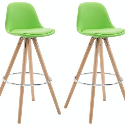 Set of 2 Franklin bar stools fully upholstered imitation leather round natura (oak) vegetable 44x38x95 vegetable imitation leather Wood