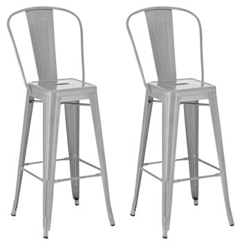 Lot de 2 tabourets de bar Aiden métal argenté métal argenté 52x44x115 4