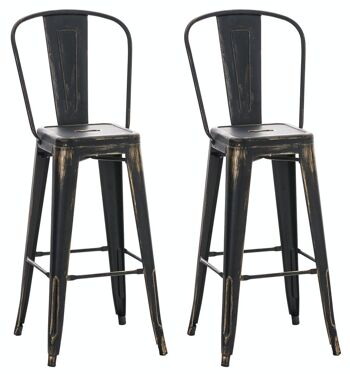 Lot de 2 tabourets de bar Aiden noir doré 52x44x115 métal noir doré métal 4