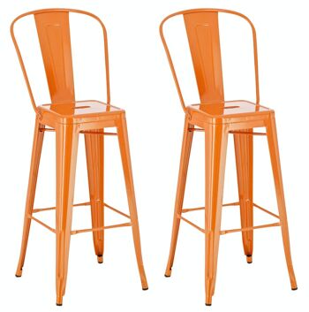 Lot de 2 tabourets de bar Aiden orange métal 52x44x115 métal orange 4