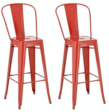 Lot de 2 tabourets de bar Aiden rouge 52x44x115 métal rouge métal 4