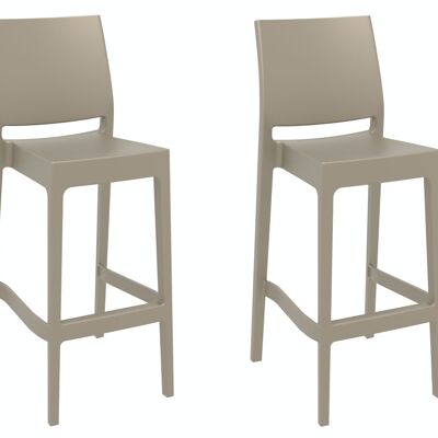 Set of 2 bar stools Maya mud 51x45x105 mud Wood plastic