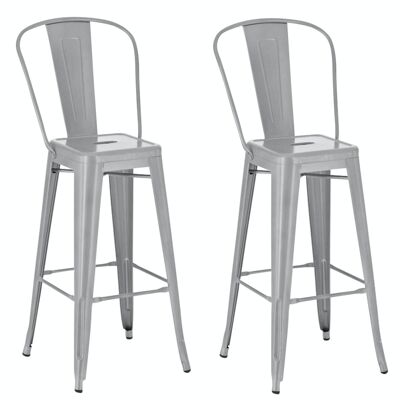 Set of 2 bar stools Aiden G77 silver 52x44x115 silver metal metal