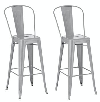 Lot de 2 tabourets de bar Aiden G77 métal argenté 52x44x115 métal argenté