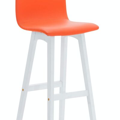 Lot de 2 tabourets de bar Taunus simili cuir blanc orange 40x40x93 simili cuir orange Bois