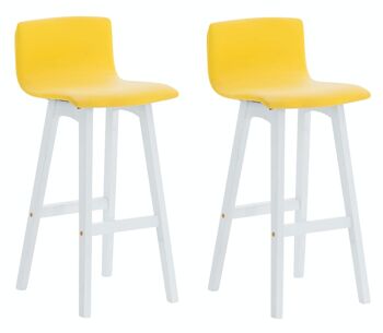 Lot de 2 tabourets de bar Taunus simili cuir blanc jaune 40x40x93 bois simili cuir jaune 5