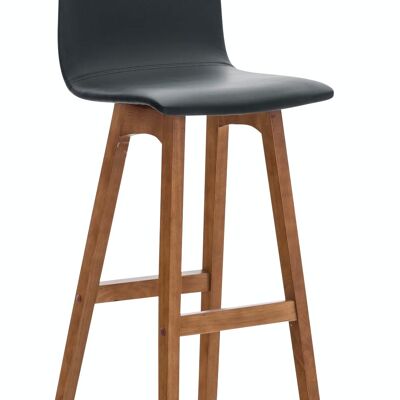 Set of 2 bar stools Taunus imitation leather walnut black 40x40x93 black artificial leather Wood