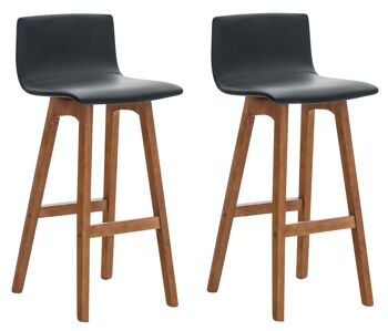 Lot de 2 tabourets de bar Taunus simili cuir noyer noir 40x40x93 simili cuir noir Bois 5