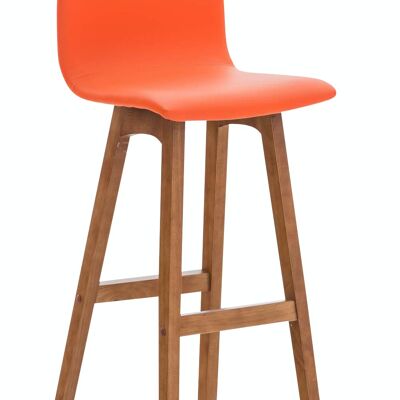 Set of 2 bar stools Taunus imitation leather walnut orange 40x40x93 orange leatherette Wood