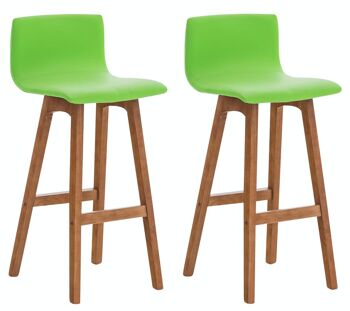 Lot de 2 Tabourets de bar Taunus simili cuir noyer végétal 40x40x93 simili cuir végétal Bois 5