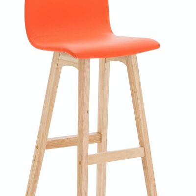 Conjunto de 2 taburetes de bar Taunus simil piel naranja natural 40x40x93 simil piel naranja Madera