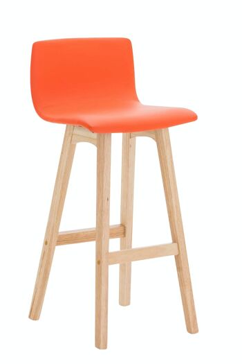 Lot de 2 tabourets de bar Taunus simili cuir orange naturel 40x40x93 simili cuir orange Bois 1