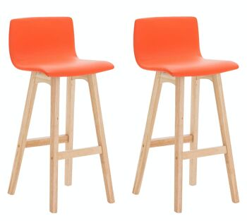 Lot de 2 tabourets de bar Taunus simili cuir orange naturel 40x40x93 simili cuir orange Bois 5