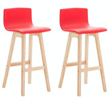 Lot de 2 Tabourets de bar Taunus simili cuir rouge naturel 40x40x93 simili cuir rouge Bois 5