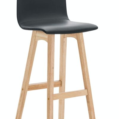 Set of 2 bar stools Taunus imitation leather natural black 40x40x93 black imitation leather Wood