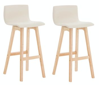 Lot de 2 tabourets de bar Taunus simili cuir crème naturel 40x40x93 simili cuir crème Bois 5