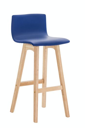 Lot de 2 Tabourets de bar Taunus simili cuir bleu naturel 40x40x93 simili cuir bleu Bois 1