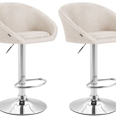 Lot de 2 tabourets de bar Miami V2 tissu chrome crème 51x55x86 crème Matière Métal chromé