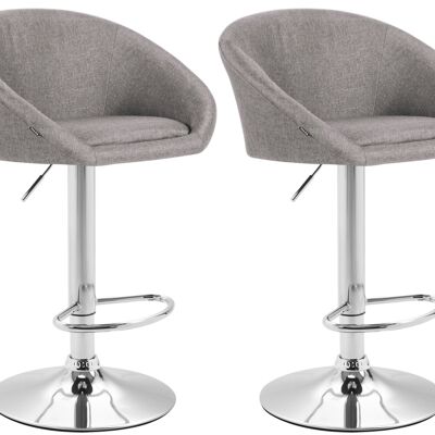 Lot de 2 tabourets de bar Miami V2 tissu chrome gris clair 51x55x86 gris clair Matière Métal chromé