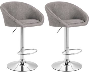 Lot de 2 tabourets de bar Miami V2 tissu chrome gris clair 51x55x86 gris clair Matière Métal chromé 1