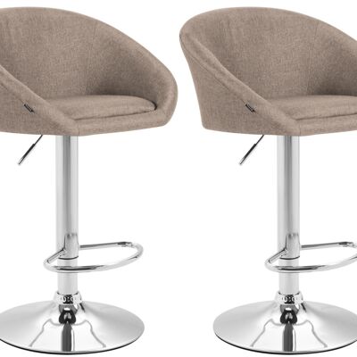 Lot de 2 tabourets de bar Miami V2 tissu chrome taupe 51x55x86 taupe Matière Métal chromé