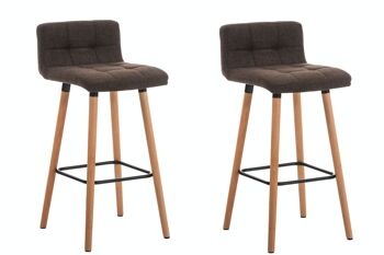 Lot de 2 tabourets de bar Lincoln tissu naturel marron 49x42x94 marron Matière Bois 5