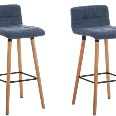 Lot de 2 tabourets de bar Lincoln tissu naturel bleu 49x42x94 bleu Matière Bois