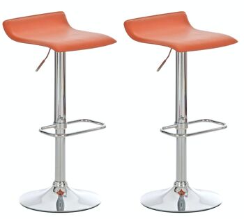 Lot de 2 tabourets de bar Dyn orange 41x38x65 simili cuir orange Métal chromé