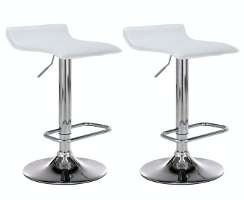 Lot de 2 tabourets de bar Dyn blanc 41x38x65 simili cuir blanc Métal chromé 5