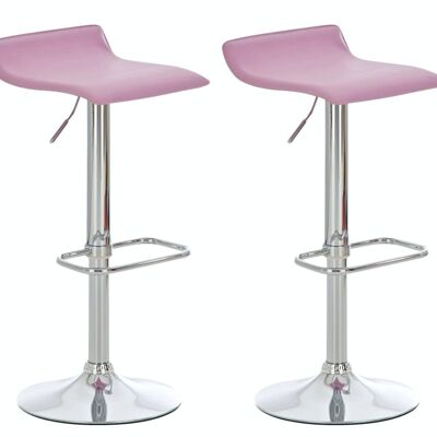 Set of 2 bar stools Dyn pink 41x38x65 pink artificial leather Chromed metal
