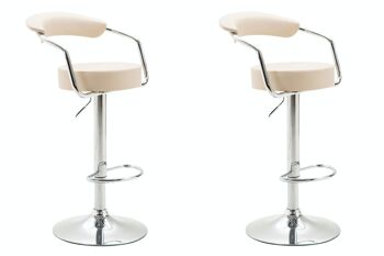 Lot de 2 tabourets de bar Azzurri simili cuir crème 51x53x84 simili cuir crème Métal chromé 5