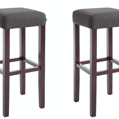 Lot de 2 tabourets de bar Judy tissu cappuccino gris foncé 37x37x80 gris foncé Matière Bois